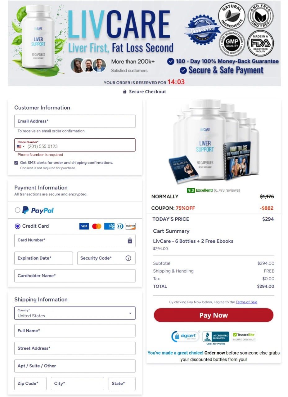 LivCare Secure Order Form